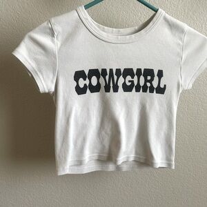 Brandy Melville Cowgirl T-Shirt, white/ black, One Size Fits All